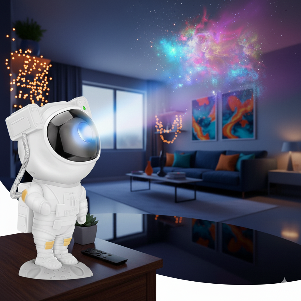 Astronaut Galaxy Projector - 360 Magnetic Head Rotation, Remote Control